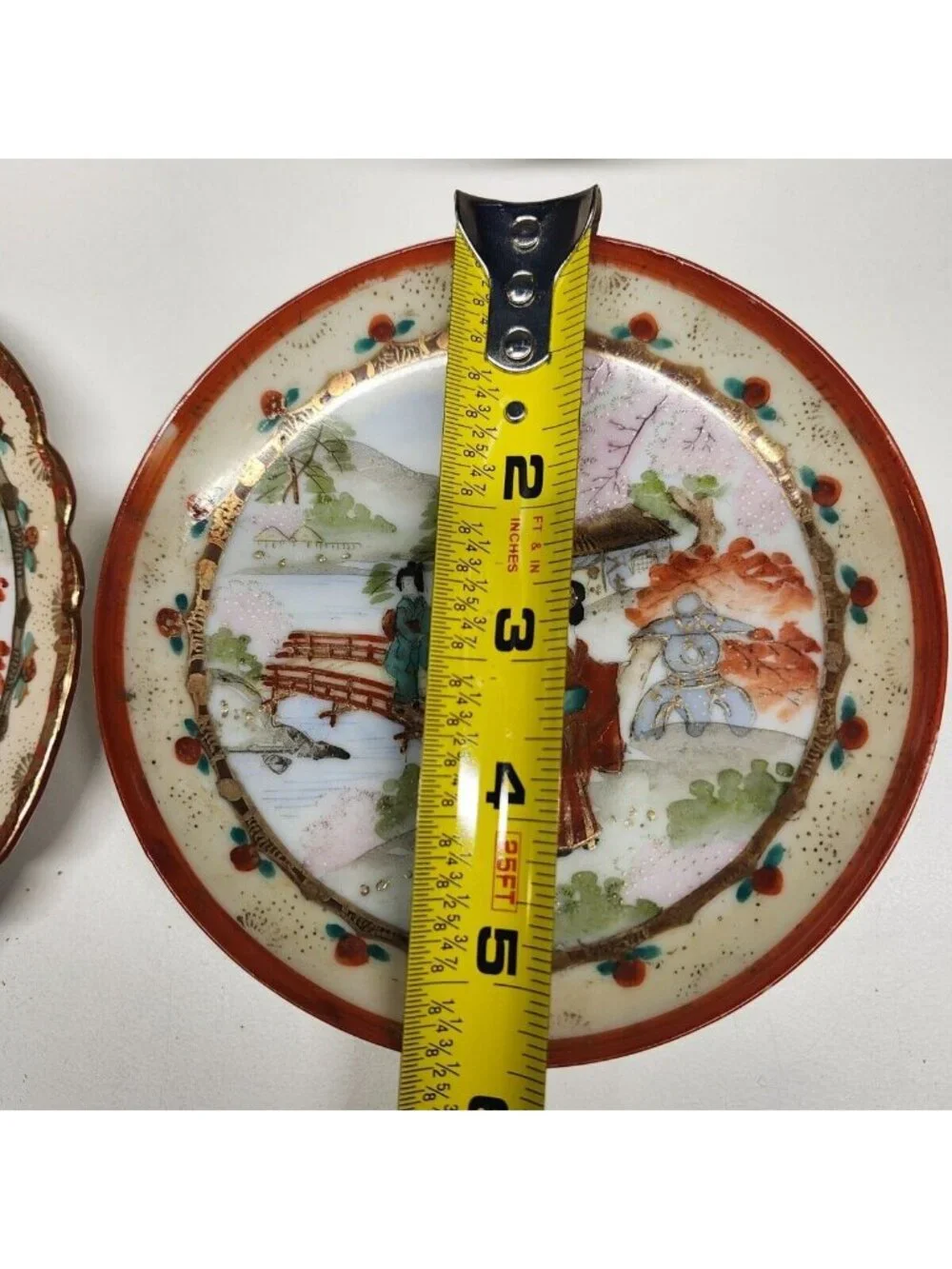 Japanese Moriage Porcelain Teacup & Plate Set Hand Painted Gorgeous Gold Gilt Vi